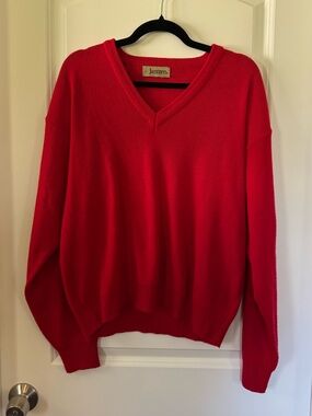 Vintage Red Jantzen V-Neck Sweater - Size Large
